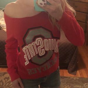 Ohio State off shoulder sweatshirt with sparkles